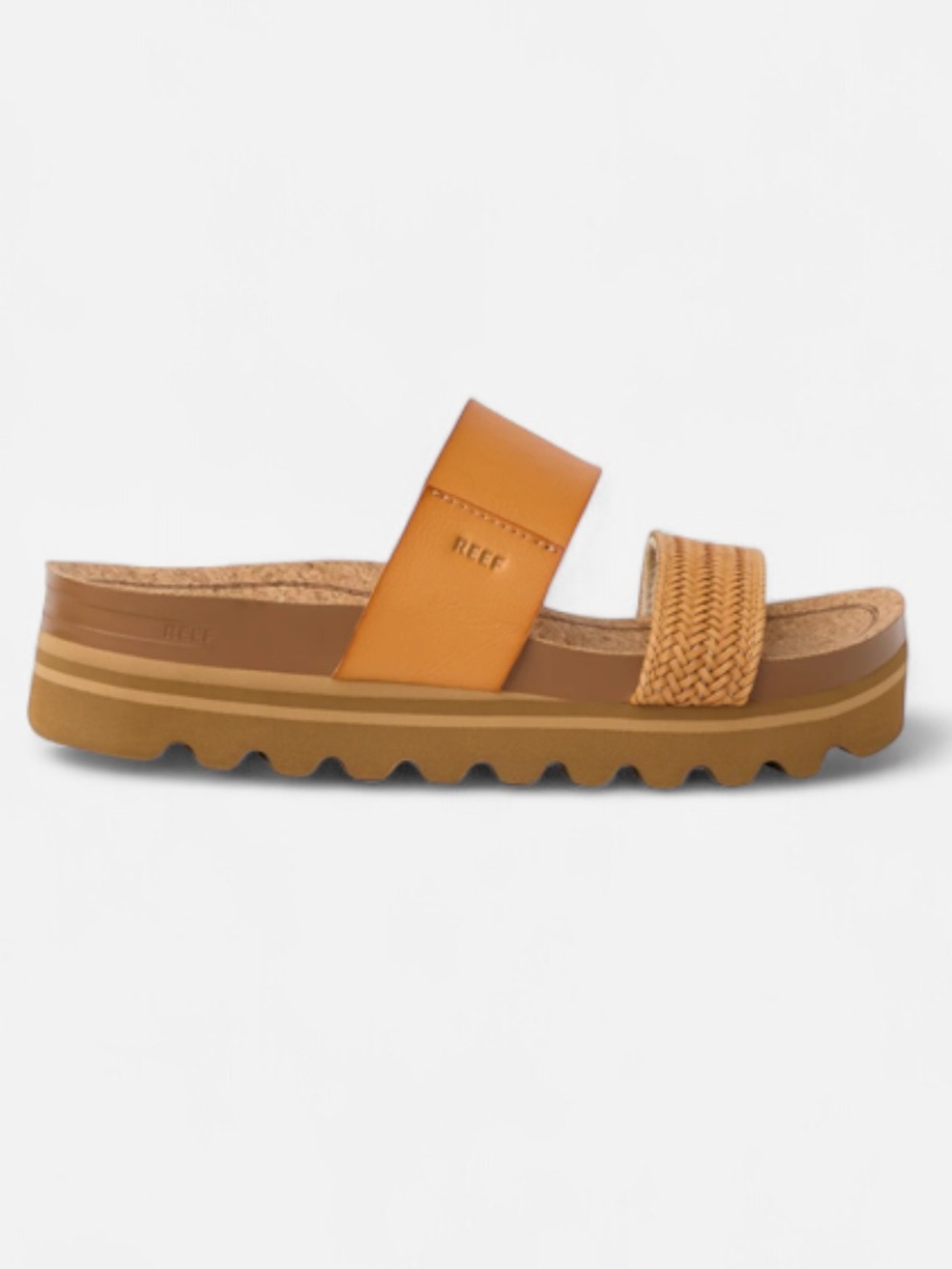 Reef Cushion Vista Hi Women's Arch Support Sandals Size 6 Orange and Tan